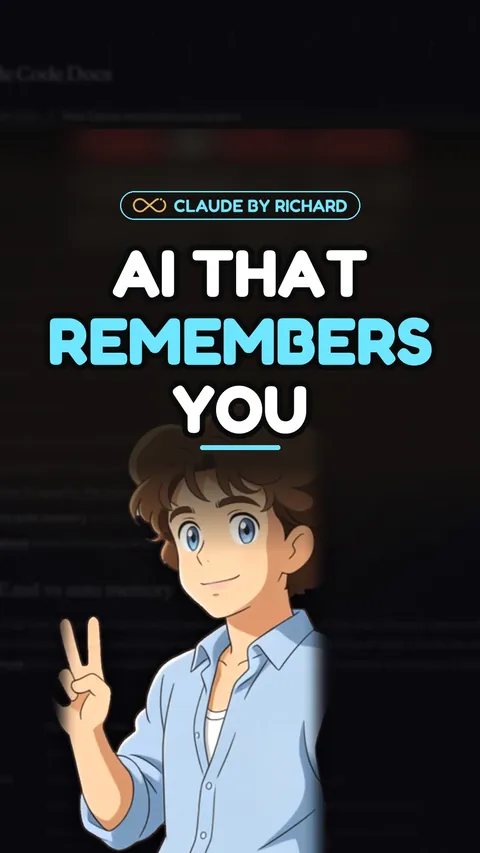 The cartoon host with a peace sign, cover of the reel AI that remembers you